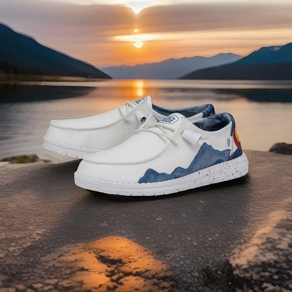 New Hey Dude Wally Colorado Watercolor Men's 7 M7 W9 Woman's 9 HTF White